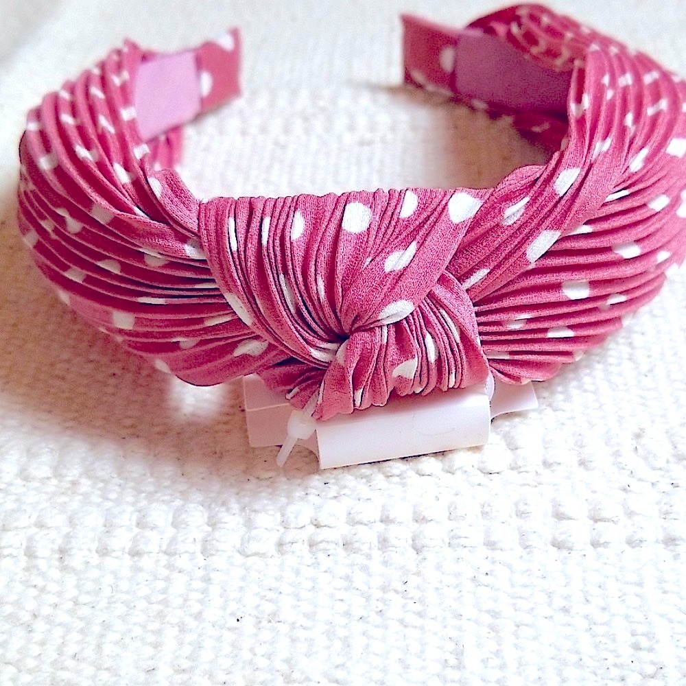 Women Headband Blush Color with White Dots